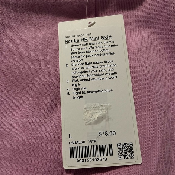 Lululemon Scuba HR Mini Skirt Bubble Gum Pink NWT Women’s Size Large Stretch - Picture 6 of 9